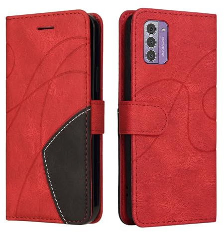 XINNI Housse pour Telephone Nokia G42 5G Etui, PU/TPU Rétro Retourner Cuir Coque Magnétique Anti Chute Portefeuille Protection Case Cover, Rouge