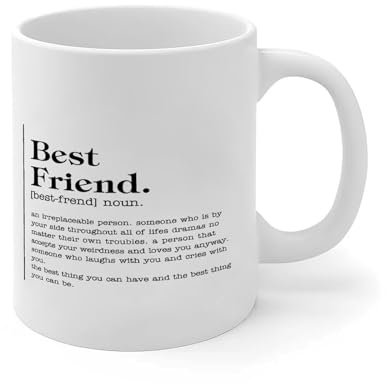Taza de cerámica con texto en inglés Best Friend Noun Definition, con texto en inglés Best Friend, con texto en inglés Best Friend, taza blanca brillante, regalo de Año Nuevo para mujeres