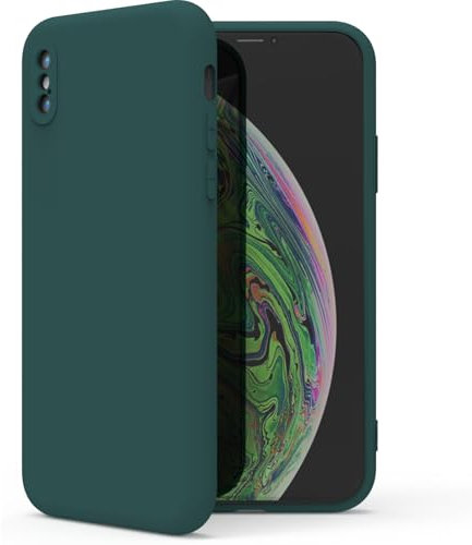 Zuvirelx Glatte Silikon hülle für iPhone X/XS, Staubbeständig, Slim, Taschentauglich Handyhülle Cover Case für Apple iPhone X/XS - Tiefgrün