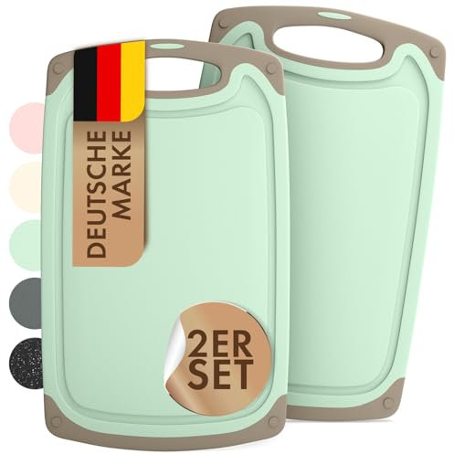 Blumtal Frühstücksbrettchen Kunststoff 25x15 cm im 2er Set - Brettchen spülmaschinenfest - Frühstücksbretter Kunststoff BPA-frei - schönes Schneidebrett klein - robustes Schneidebretter Set Grün