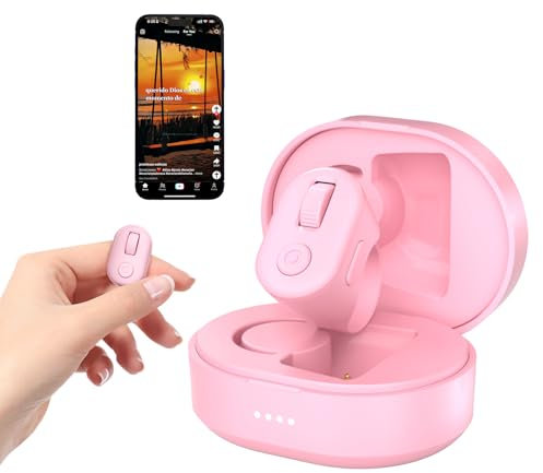 Tiktok Scrolling Ring, Bluetooth Finger Scroller Remote for Tik Tok, Page Turner for iPhone iPad & Android Tablet Ebook Reading, Remote Control Camera Video Recording for iPhone Android -Pink