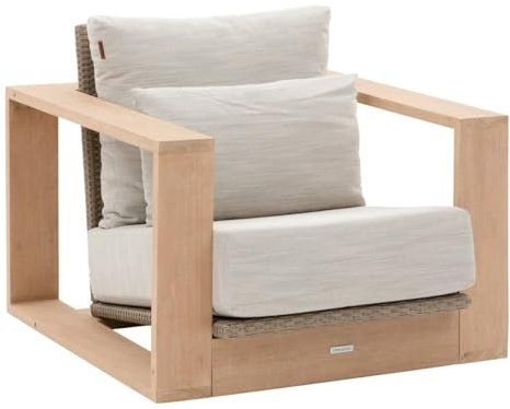 Hespéride - Gartenmöbel Sessel loevo eukalyptus & beige eukalyptus und geflochtenes Harz