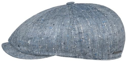 Stetson Lanfield Flatcap Herringbone Made in Germany Damen Herren Sommer blau-dunkelblau 62 cm