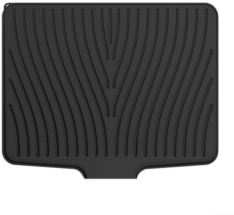 Allthingstore Abtropfmatte aus Silikon, groß, 50 x 43 cm, rutschfest, hitzebeständig, Abtropfmatte, Küchenspüle, Organizer, Abtropffläche (schwarz)