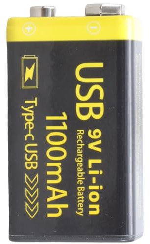YUGSHNKFC 9V 6F22 Battery 800mAh/1100mAh Rechargeable With Type C Cable For Electronic Enthusiasts And More