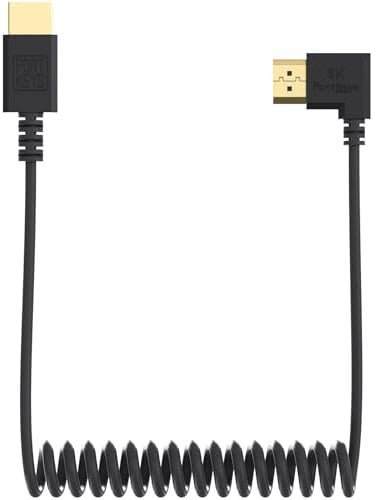 Portkeys 8K Cavo HDMI 3,6 mm Rame Puro 48 Gbps HDMI 2.1 Full PIN 8K@60Hz 4K@240Hz HDMI A a A Spiralato, per PS5 Apple TV Proiettore Sony A7SIII Canon C300, (1m Cavo)