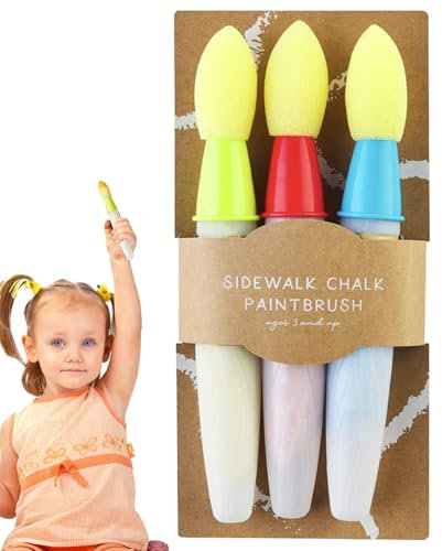 3 Stück Kreide Straßenmalkreide Pinsel, Kreidefarbe Pinsel Kinder Outdoor, Fügen Sie Einfach Wasser Hinzu Für Kreativen Outdoor-Spaß, Kreidepinsel Für Kinder, Erwachsene, Street Art