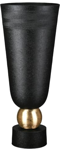 Casablanca Vase Nama - Aluminium - schwarz Craqueliert - Konisch - Höhe 48cm x Ø 21cm
