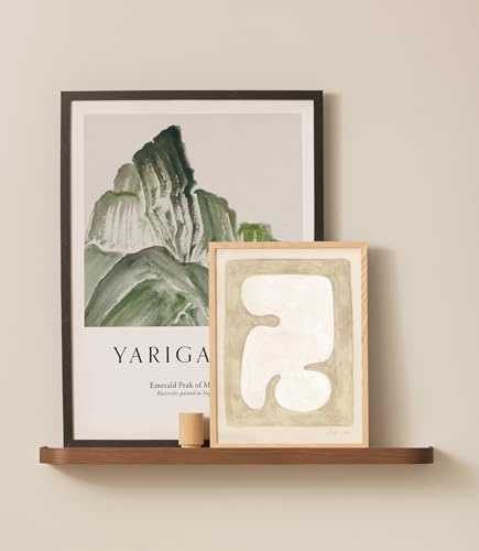 Kazai. Wandregal 'Toke' | Bilderleiste in Echtholz-Veneer | Schwebendes Holzregal als Fotoleiste, Wanddeko und Ablage für Bad, Wohnzimmer, Küche, Schlafzimmer | Walnuss