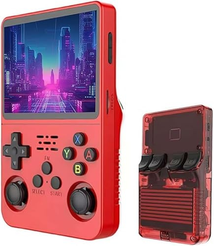 R36S Console de jeu vidéo portable rétro, écran IPS de 3,5 pouces, lecteur vidéo 128 g, carte TF, plus de 210 000 jeux, console de jeu rétro, avec système Linux Open Source (rouge)