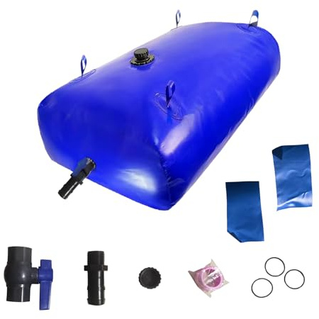 Wassersack 120L für Schubkarre, Faltbarer Wasserspeicher/Wassertank mit verstärkten Griffen & PVC Kugelhahn-Garten Transport