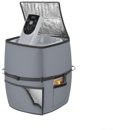 Linnkyfloa Abdeckung für Spa-Heizungspumpe, reißfest, wasserdicht, Oxford-Gewebe, isoliert, staubdicht, mit Nylon-Schnallen und einfachem Zugang für Whirlpool-Pumpe im Freien (Grau, 43 x 35 x 54 cm