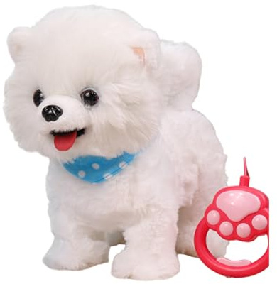 Generisch 2026 Chiot interactif qui chante, chantant, avec queue remuante, fonction de langue léchante, parfait pour les enfants (blanc, 28 cm)