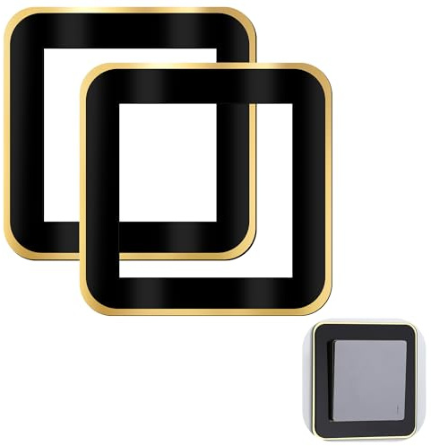 2PCS White Gold Acrylic Light Switch Surround Frame, Black Style | Removable decorative cover upgrades plain wall sockets, matches modern living room and bedroom interiors