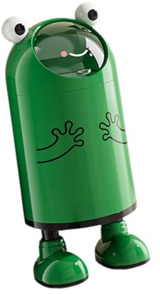 MERIGLARE Tragbarer Mülleimer Im Cartoon Design mit Deckel, Doppelwandige Konstruktion, Geeignet für Schlafzimmer, Wohnzimmer Und Büro, Frosch