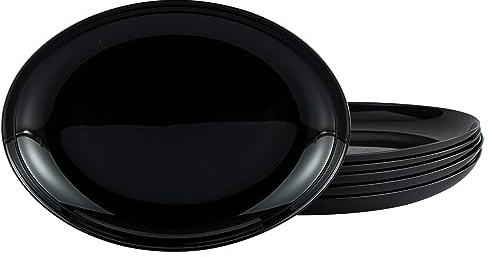 Creatable, 15898, Serie ITALIEN PARTY black, 6-teiliges Geschirrset, Barbecueteller aus Opalglas, spülmaschinen- und mikrowellengeeignet, Made in Europe