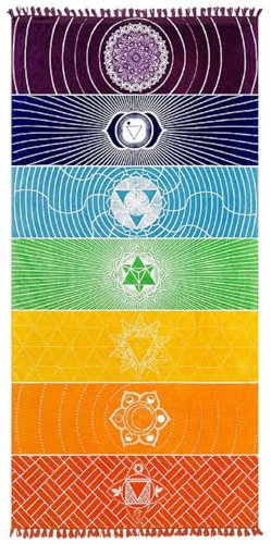 Dünnes Bohemia Single Rainbow 7 Chakra Tapisserie Handtuch Mandala Hippie Boho Streifen Yoga Matte