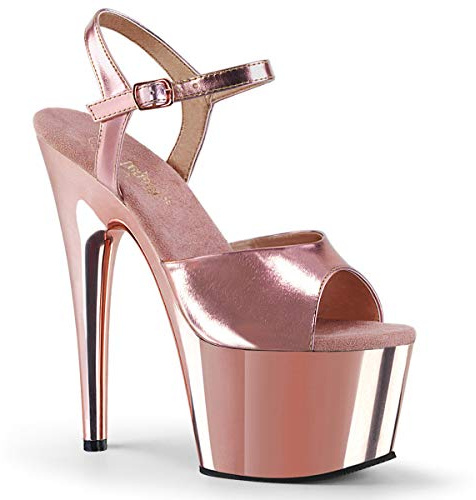Pleaser ADORE-709 Rose Gold Met. Pu/Rose Gold Chrome UK 7 (EU 40)