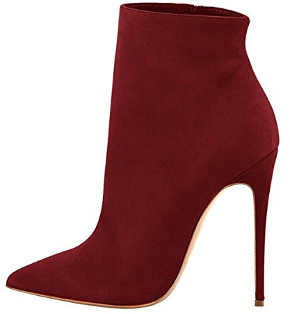 elashe Donna Tacco Alto Stivali Le Signore Tacco Stiletto Tirare in su Stivaletti Suede bordò EU38