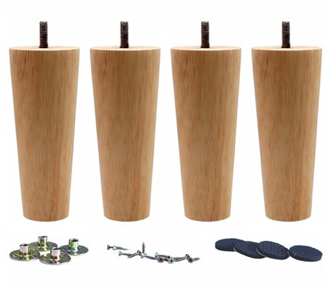WEICHUAN Round Solid Wood Replacement Sofa Couch Chair Ottoman Loveseat Coffee Table Cabinet Furniture Wood Legs(6 Straight Set of 4)