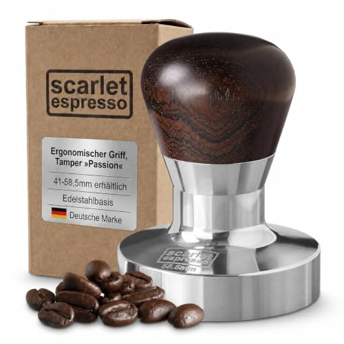 scarlet espresso | Tamper »Passion« für Barista; mit ergonomischem PVC- oder Edelholzgriff nach Wahl und Präzisions-Edelstahlbasis (58,5 mm)