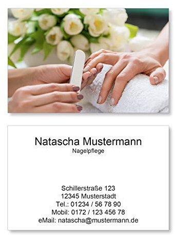 500 Visitenkarten für Nagelstudio Maniküre Nagelpflege - 400g Bilderdruck matt