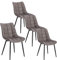 WOLTU Esszimmerstühle 4er Set Küchenstuhl Polsterstuhl Wohnzimmerstuhl Sessel mit Rückenlehne, Sitzfläche aus Kunstleder, Metallbeine, Antiklederoptik, Dunkelgrau BH207dgr-4