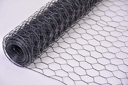 Zaun-Nagel Maschendraht Kaninchendraht anthrazit Hasendraht Sechseckgeflecht Hühnerzaun Maschenweite Höhe Länge wählbar DD (16 x 500 mm, 15 m)