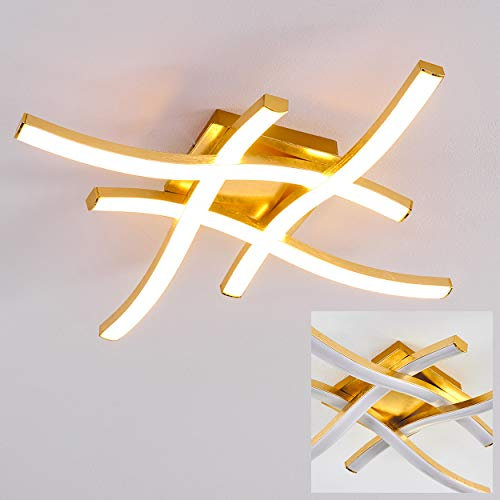 LED Deckenlampe Grossarl, moderne Deckenleuchte aus Metall/Kunststoff in Gold/Weiß, 4x5 Watt, 2600 Lumen (insgesamt), Lichtfarbe 3000 Kelvin, Leuchte in Rautenform