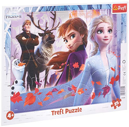 Trefl, Puzzle, Rahmenpuzzle mit Unterlage, 25 Teile, Abenteuer im Winterland, für Kinder ab 4 Jahren