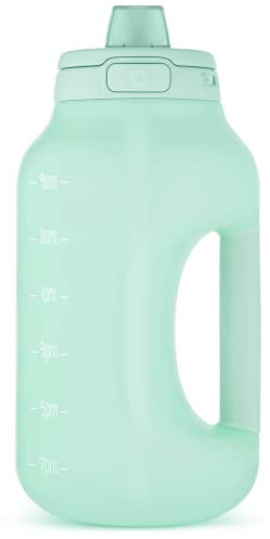 Ello Hydra Pichet à eau de 1,9 l avec poignée et marqueurs de temps motivants pour une hydratation toute la journée, bouteille d'eau réutilisable en plastique avec paille et verrouillage, couvercle