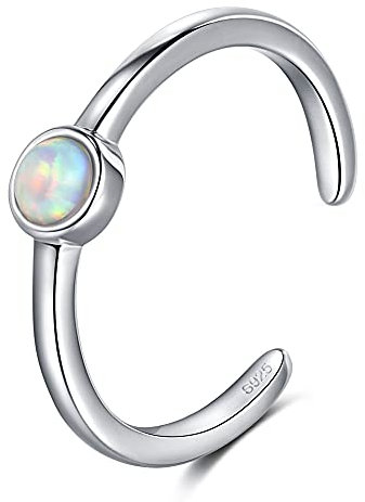 CHIC & ARTSY Zehenringe 925 Sterling Silber Erstellt Opal Zehenringe für Frauen Opal Offene Zehenringe Einstellbare Manschette Zehenringe Strand Zehenfinger Ringe