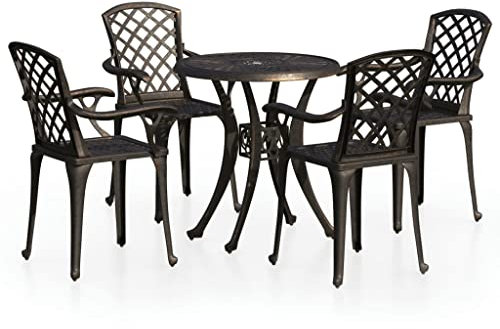 vidaXL Bistroset 5-TLG. Balkonset Gartenmöbel Gartenset Sitzgruppe Balkonmöbel Gartentisch Gartenstuhl Stühle Tisch Aluminiumguss Bronzen