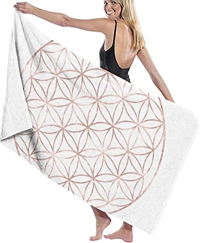 Badetuch Mandala Rose Gold Blume des Lebens - Super-Handtuch Mit Niedlichem und Exquisitem Druck - Schnell Trocknendes Reise-Pool-Handtuch