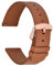 WOCCI 18mm Dünne Flache Leder Uhrenarmband für Smartwatch mit Roségoldener Schnalle (Braun)