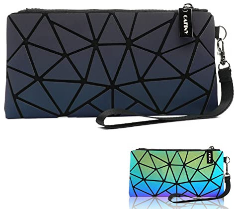 Holographische Kosmetiktasche für Handtasche Kleine Clutch Purses Wrist Purse Geometric Luminous Wallet Wristlets Travel Clutch Small Wrist Purses schminktasche Pouches