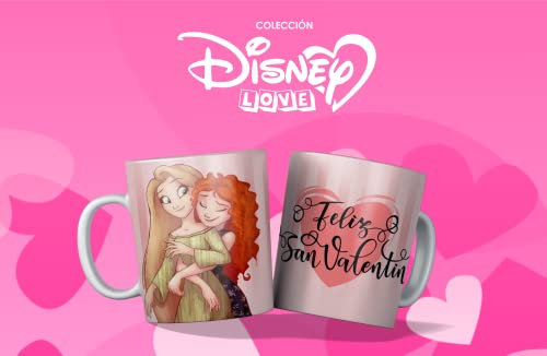 Tazza Disne in ceramica con Frase e Disegno. Regalo originale principessa Merida-brave Rapunzel. Buon San Valentino