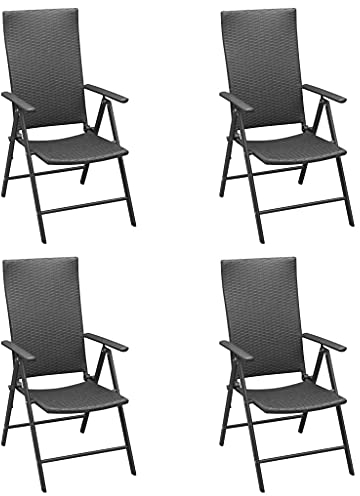Gartenstühle 4er Set Terassenstühle, Balkonstühle Gartensessel Relaxsessel für Garten Terrasse Balkon, PE-Rattan, Aluminium mit Pulverbeschichtung 55x64x105cm