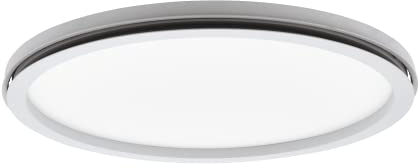 EGLO LED Deckenleuchte Lazaras, Deckenlampe mit Fernbedienung, Lichtfarbe einstellbar (warmweiß, neutralweiß, kaltweiß), RGB, dimmbar, Wohnzimmerlampe aus Metall in Weiß, LED Panel, Ø 45 cm