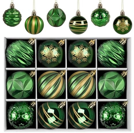 Weihnachtskugeln Grün 6cm Homewit 12er Weihnachtskugeln Weihnachtsdeko Set mit 20 Tannenbaum Kugel Haken für Christbaumschmuck Weihnachtsbaum Deko