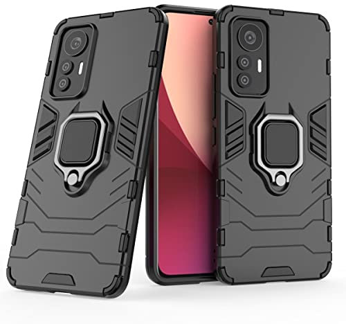 Max Power Digital Cover per Xiaomi Mi 12 Lite 5G con Anello Custodia Supporto Magnetica Rigida Resistente Antiurto Doppio Strato Protettiva Calamita Bumper Case (Xiaomi Mi 12 Lite 5G, Nero)
