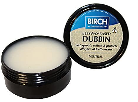 BIRCH Wax Grease Dubbin Beeswax Polish 85ml - Waterproofs Softens And Preserves Leather - For Leather Shoes Boots Equestrian Saddles Horse Tack Leather Goods Protector - Neutral