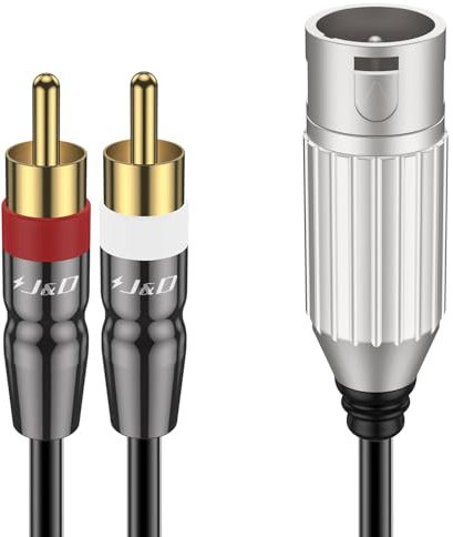 J&D Cavo Patch da XLR a 2 RCA Y Splitter, Cavo di Interconnessione Audio Stereo da XLR Maschio Sbilanciato a RCA Maschio Doppio Adattatore per Cavo da RCA a XLR con Rivestimento in PVC, 1,8 Metri