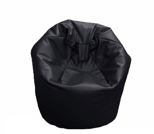 FAUX LEATHER Bean Bag Beanbag Gaming Chair Seat Lazy Lounger Couch (Black, Medium (60 x 60 x 75 cm))