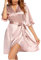 Ekouaer Vestaglia Sposa Donna Satin Sexy Vestaglie con Cintura Camicie da Notte Kimono per Nozze, Rosa, L