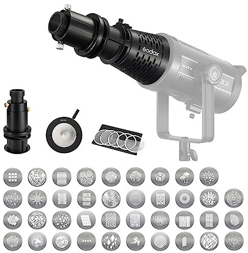 Godox SA-17 Kit avec SA-06, SA-05, SA-P Snoot Optique Bowens Conique Cylindre Focalisateur pour Raccord de Projection Compatible avec tous les Montages