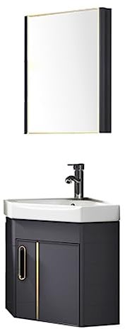 AMEERR Handwaschbecken In Weiß Mit Schrank Und Spiegel Keramik-Wäschewanne Mit Heißem Und Kaltem Wasserhahn-Abfluss Eckwaschbecken Waschbecken Klein Wandwaschbecken (Size : 43cm/17in)