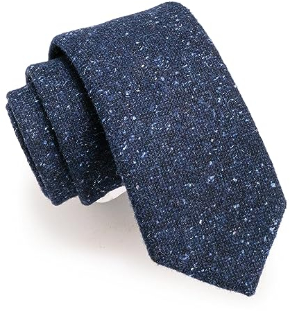 JEMYGINS Herren Schmale Krawatte aus Wolle 6CM - Modische Herren Wolle Krawatte in Schmalem Design mit klassischem Stil,Navy blau