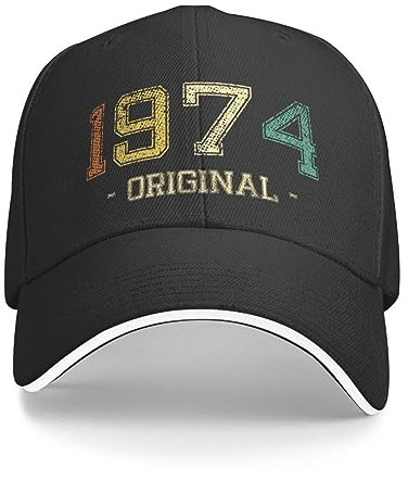 Baseballkappe Snapback Sonnenhut Punk Jahrgang Jahrgang 1974 Baseballkappe Mann Frau Atmungsaktiv Papa Hut Performance Hip Hop Geburtstagsgeschenk