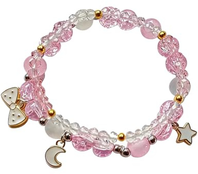 NIQIPOK Kristall-Perlenarmband, niedliches Cartoon-Kawaii-Armband, elastische Perlenarmbänder für Damen, Kawaii-Kristallperlen, Anime-Beziehung, passendes Armband für beste Armbänder